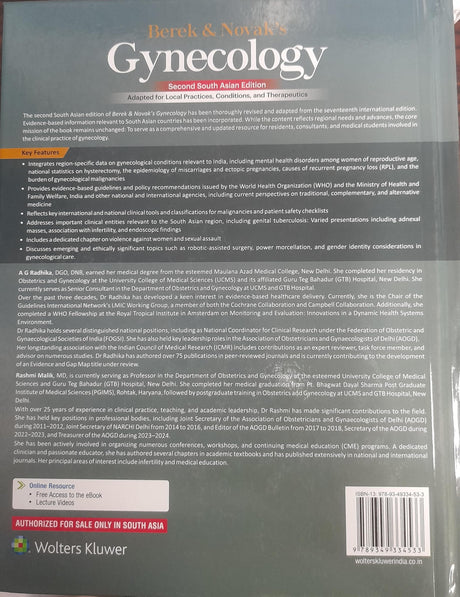BEREK AND NOVAKS GYNECOLOGY ADAPTED FOR LOCAL PRACTICES CONDITIONS AND THERAPEUTICS WITH ACCESS CODE (SECOND SAE) (HB 2025) ADAPTATION FROM 17ED - Retail Maharaj
