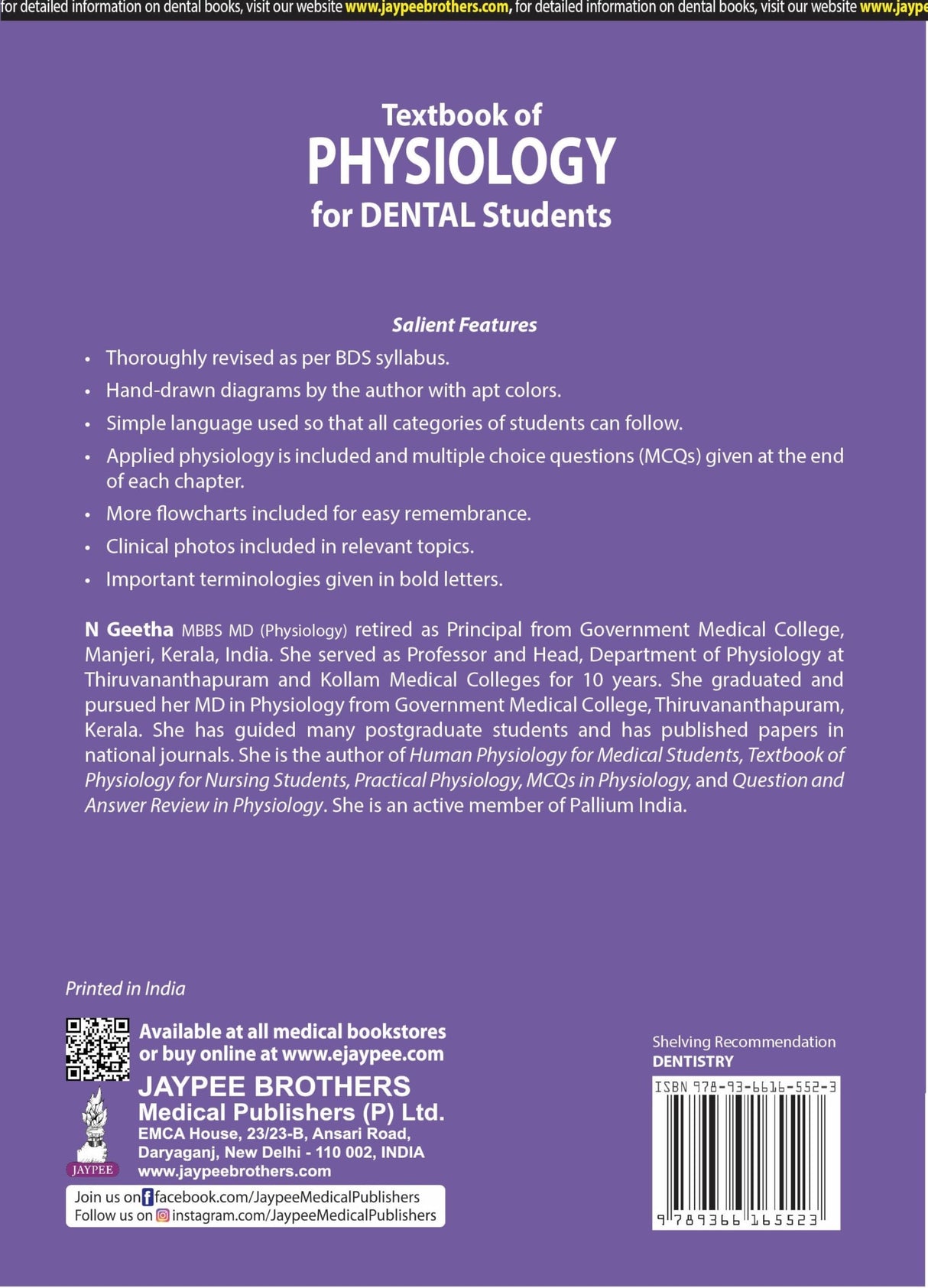 TEXTBOOK OF PHYSIOLOGY FOR DENTAL STUDENTS - Retail Maharaj
