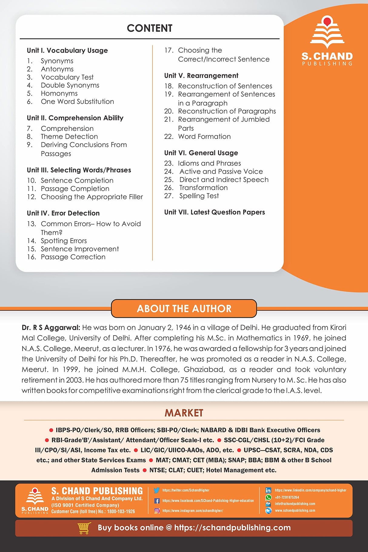 S. Chand'S Objective General English For Ssc Cgl Chsl, Ibps, Bank Po, Railway, Police, Pcs, Ctet, Mba, Gmat, And All Central & State Level Competitive Exams, Fully Revised Video Edition Latest 2023 - Retail Maharaj