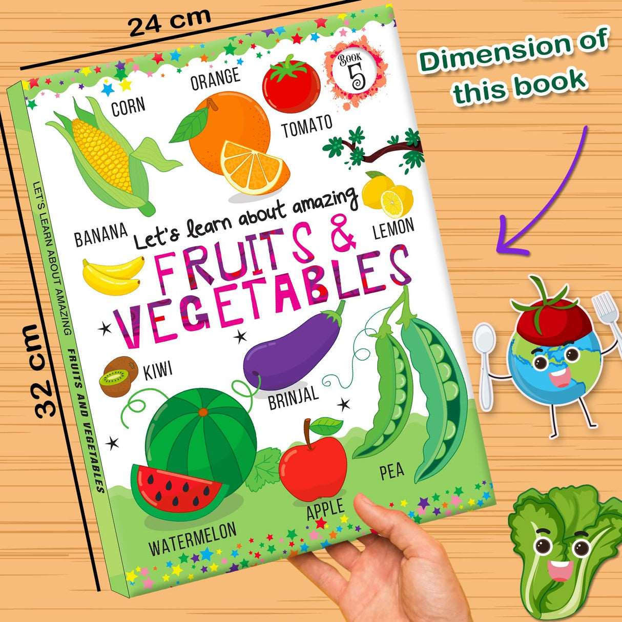 Hello Friend Books Let's Learn Giant Board Book: Fruits and Vegetables - Large Board Book with Beautifully Illustrated Images for Children to Learn - Retail Maharaj