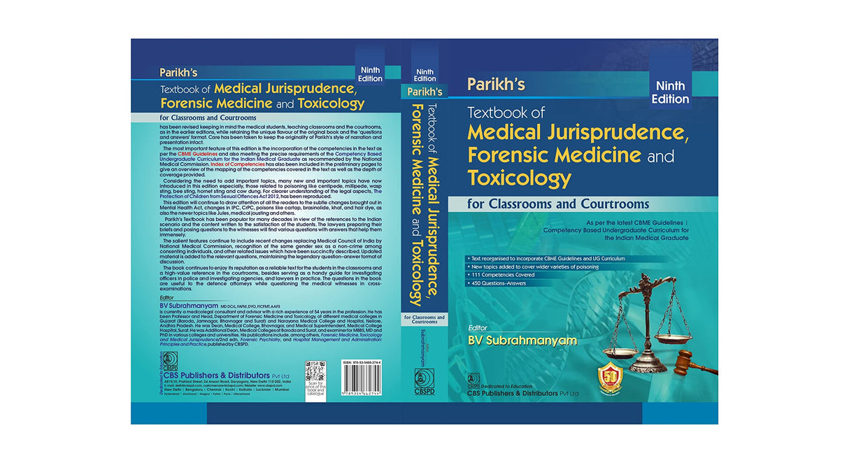 Parikhs Textbook Of Medical Jurisprudence Forensic Medicine And Toxicology For Classrooms And Courtrooms 9Ed (Pb 2025) - Retail Maharaj