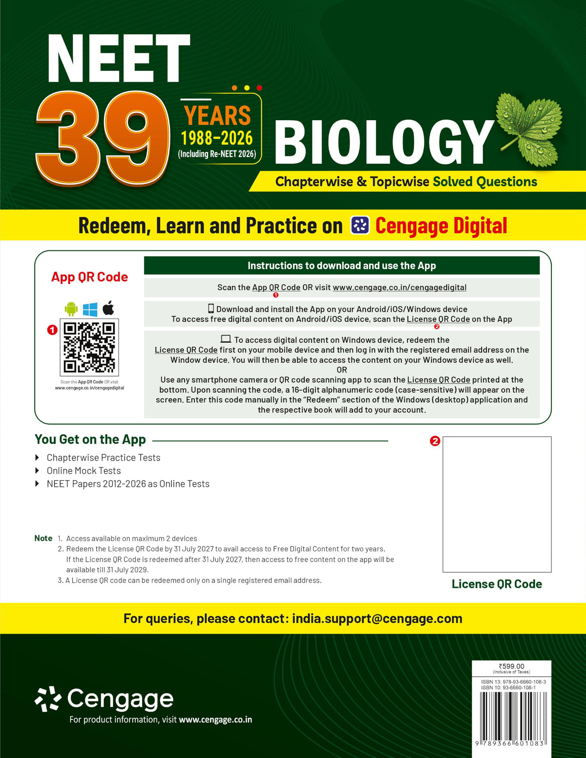Cengage NEET 39 Years (1988-2026) Biology Chapterwise & Topicwise Solved Questions