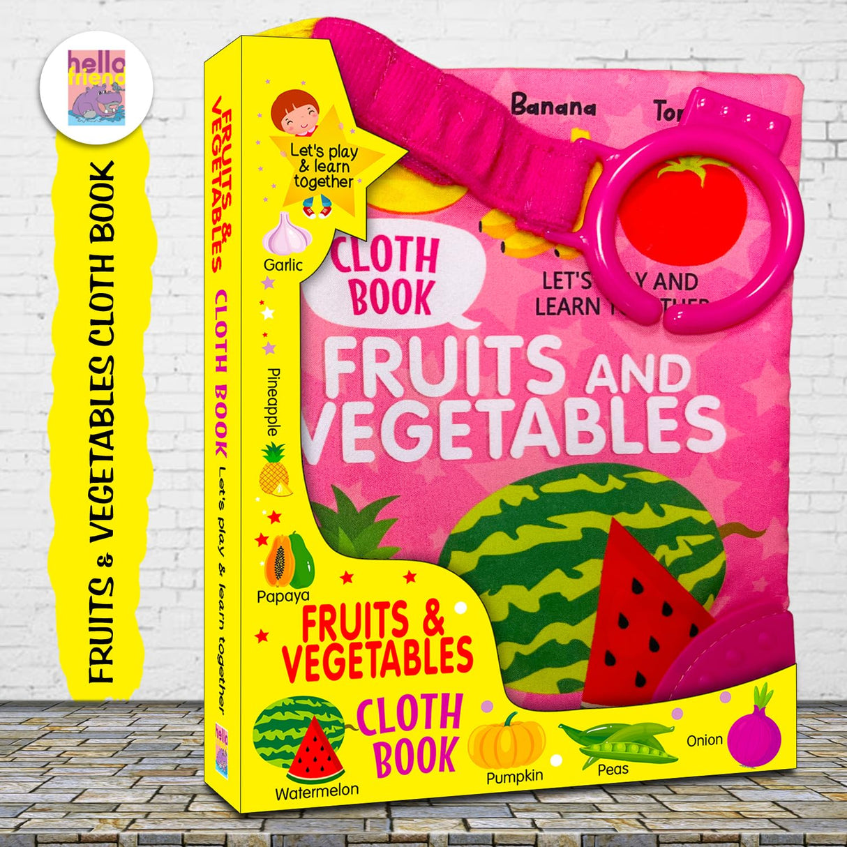 Hello Friend Books Fun With Fruits And Vegitables - Cloth Book for Early Learning and Interactive Education - Retail Maharaj