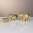 Elephant Showpiece Metal Statue Small Size Gold Polish 3 pcs Set for Home and Office Decoration - Retail Maharaj