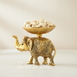 Metal Elephant Dry Fruit Bowl Showpiece Gold Polish Decorative Bowl for Home and Office Table, Elephant Showpiece Bowl for Gift - Retail Maharaj