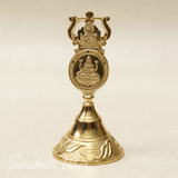 Antique Pooja Bells Metal Gold Kuber Ghanti – Handcrafted Aluminium Puja Bell with Kuber, Laxmi & Ganesh Embossed Design for Home & Office Mandir
