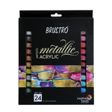 Brustro Metallic Acrylic Colour Paint Set 24 Shades 12ml Each - Retail Maharaj