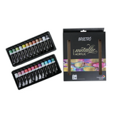 Brustro Metallic Acrylic Colour Paint Set 24 Shades 12ml Each - Retail Maharaj
