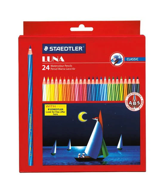 Staedtler Luna Aquarell Watercolour Pencil Set 24 Shades for Blending and Painting - Retail Maharaj