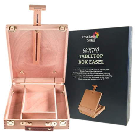 Brustro Wooden Table Box Easel with Storage for Painting and Art Supplies - Retail Maharaj