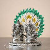 Metal Home Decorative Kalpavriksha Tree With Laxmi Ganesha Idols Silver Plated - Retail Maharaj