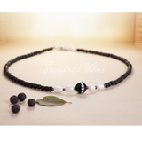 Designer Shyama Black Tulsi Kanthi Mala with Pearl and Silver Balls | Handcrafted Spiritual Necklace for Peace, Protection and Positivity - Retail Maharaj