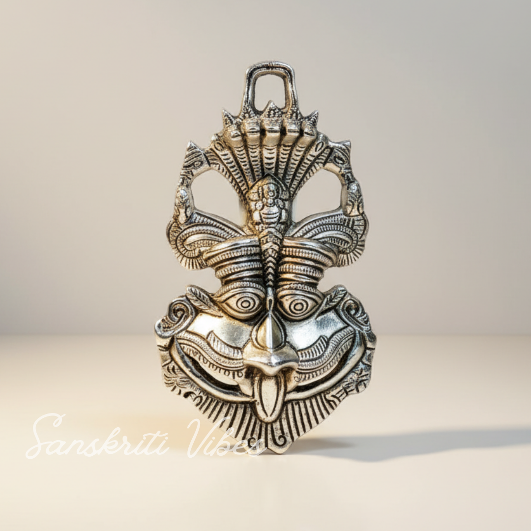 Metal Feng Shui Vastu Nazar Battu Wall Hanging with Naag Ganesha Suraksha Kawach Mask for Evil Eye Protection (Glossy Finish, Metal, Made in India)