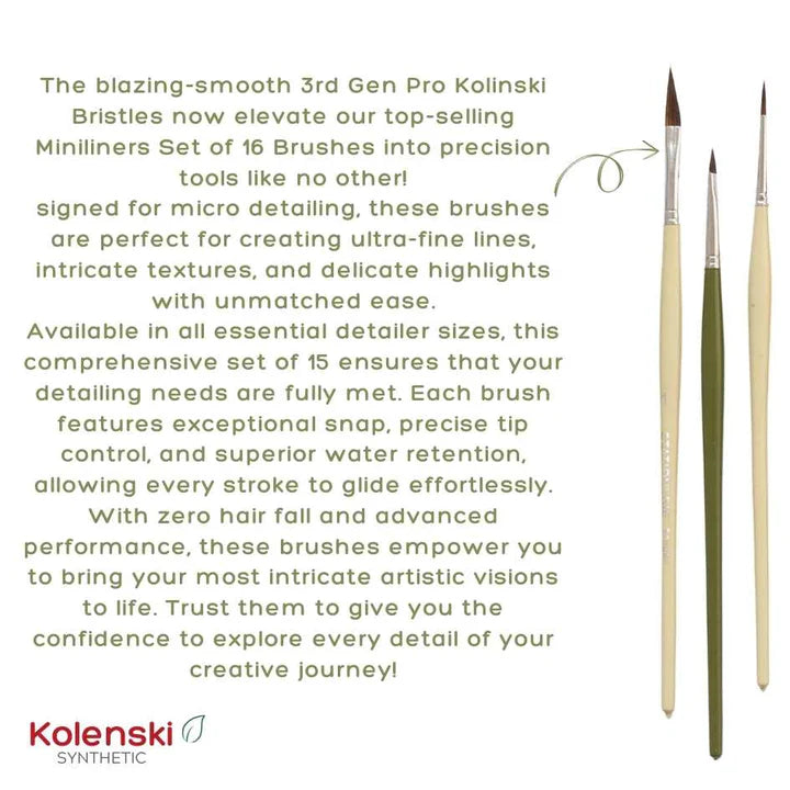 Stationerie Miniliners Set of 16 Kolinsky Synthetic Forest Edition - Retail Maharaj