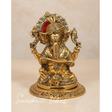 Metal Handicraft Ganesha Reading Book Statue For Home - Retail Maharaj