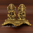 Laxmi Ganesh Murti Idol Set with Diyas for Pooja – Brass Diya Oil Lamp Gold Plated Lakshmi Ganesh Showpiece - Retail Maharaj