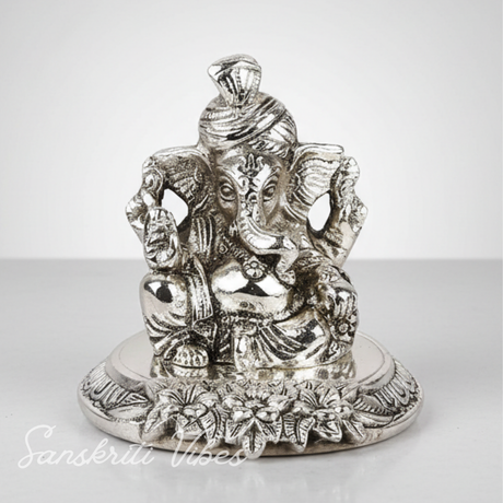 White Metal Pagdi Ganesh Silver Plated Decorative Showpiece for Home Decor and Exclusive Corporate Gifting - Retail Maharaj