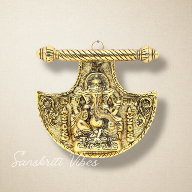Metal Wall Hanging Ganesha Statue Decorative Ganpati Wall Art For Home Entrance Living Room And Gift Purpose - Retail Maharaj