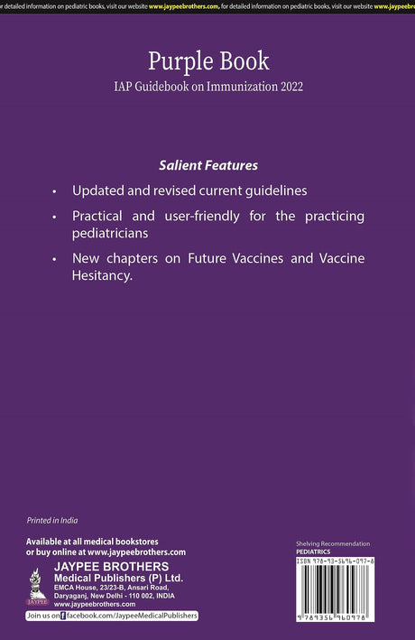 PURPLE BOOK: IAP GUIDEBOOK ON IMMUNIZATION 2022 (BY ADVISORY COMMITTEE ON VACCINES AND IMMUNIZATION - Retail Maharaj