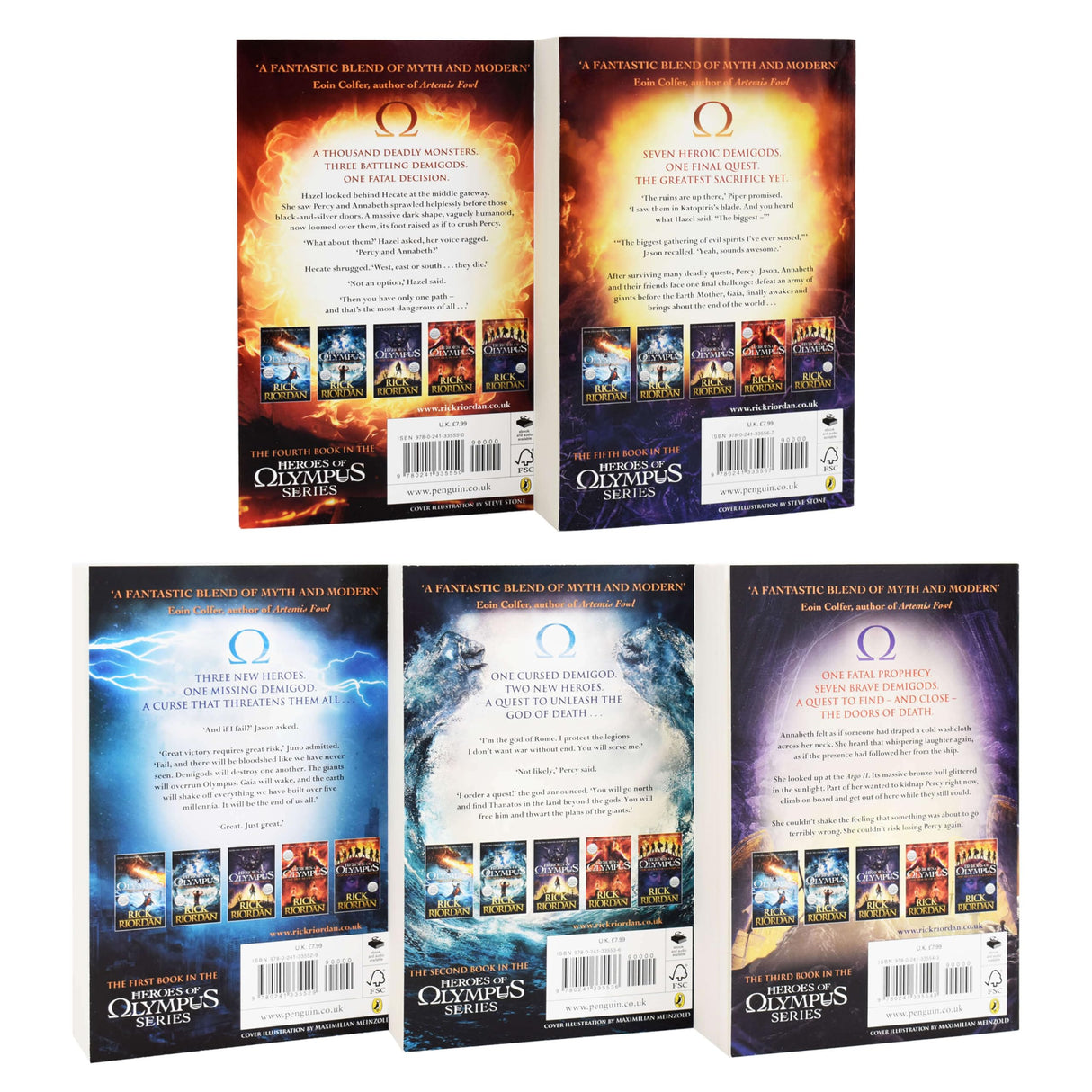The Heroes of Olympus by Rick Riordan The Complete 5 Books Collection Set (Lost Hero, Son of Neptune, Mark of Athena, House of Hades) - Retail Maharaj