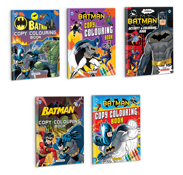 Batman Copy Colouring and Activity Books Pack with Stickers for Kids Ages 2-8 – Set of 5 Fun Superhero Books with Colouring, Puzzles, Creative Activities & Hand-Eye Coordination Exercises - Retail Maharaj