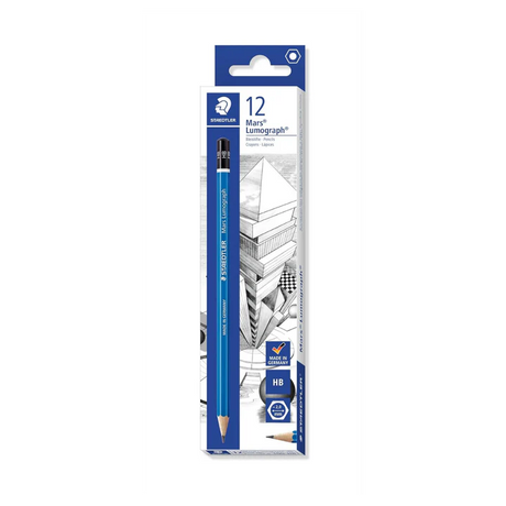 Staedtler Mars Lumograph HB Graphite Pencil Set of 12 for Writing Drawing and Sketching - Retail Maharaj