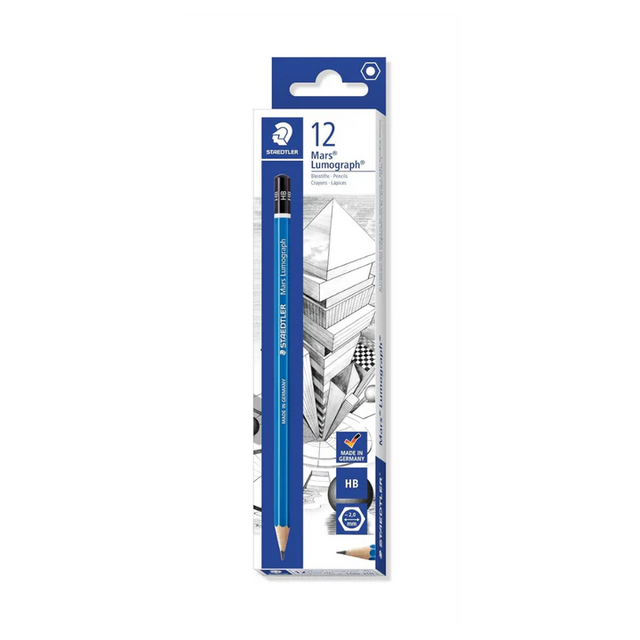 Staedtler Mars Lumograph HB Graphite Pencil Set of 12 for Writing Drawing and Sketching - Retail Maharaj