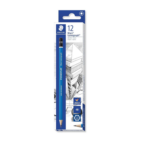 Staedtler Mars Lumograph 4B Graphite Pencil Set of 12 for Drawing Sketching and Shading - Retail Maharaj
