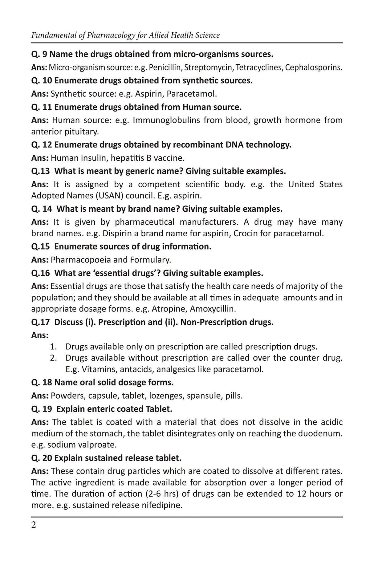 Fundamentals of Pharmacology For Allied Health Science With Multiple Choice Questions (First Edition, Dec 2019) - Retail Maharaj