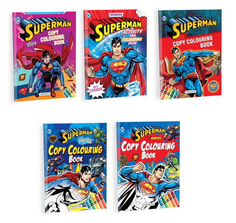 Superman Copy Colouring Book – Pack of 5 | Fun & Creative Activity Books for Kids | Colourful Illustrations of Superman, Superhero Adventures, and Hours of Entertainment for Young Fans - Retail Maharaj
