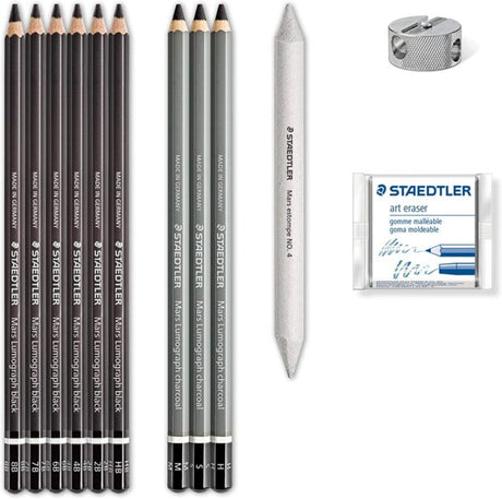Staedtler Charcoal 12 Piece Drawing Set - Retail Maharaj