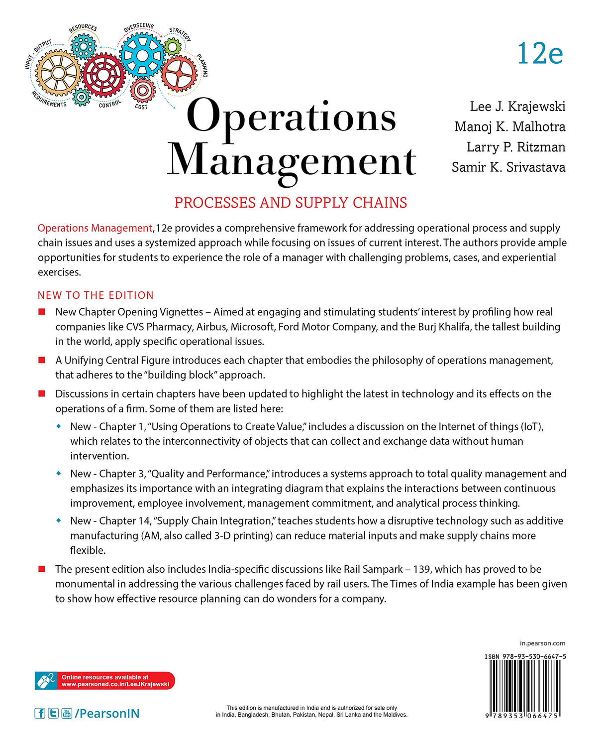 OPERATIONS MANAGEMENT : PROCESSES AND SUPPLY CHAIN, 12TH EDITION - Retail Maharaj