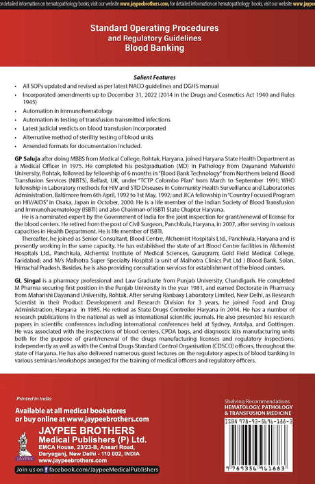 STANDARD OPERATING PROCEDURES AND REGULATORY GUIDELINES—BLOOD BANKING - Retail Maharaj