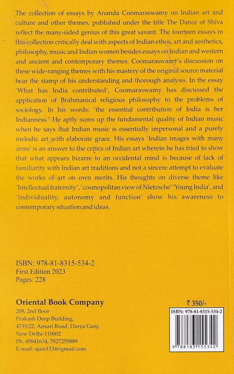 THE DANCE OF SHIVA; Fourteen Indian Essays - Retail Maharaj