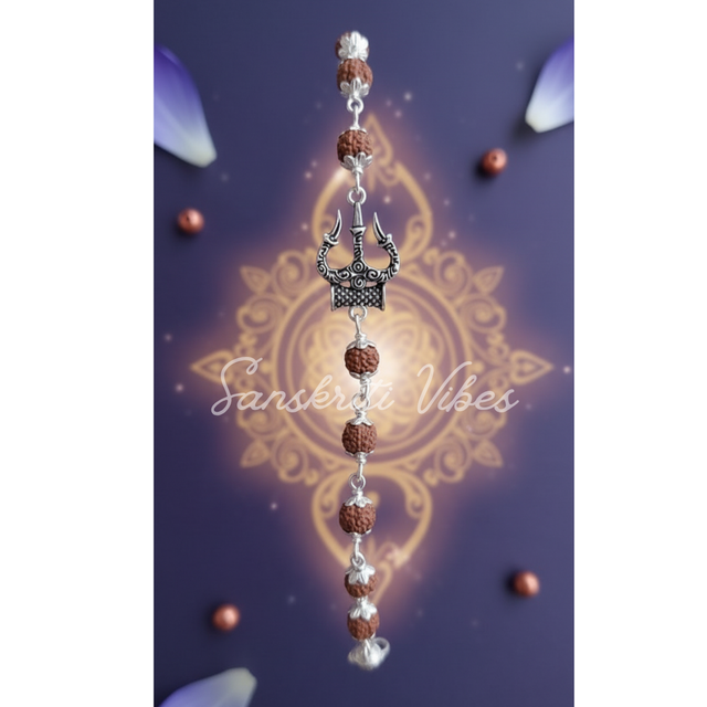 Rudraksha Silver Shiva Trishul Bracelet – Divine Spiritual Jewelry - Retail Maharaj