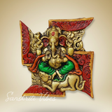 Swastik Ganesha Wall Hanging – Beautiful Aluminium Decorative Ganesh Wall Art for Home, Office & Wedding Gift