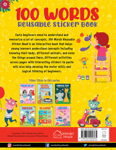 100 Words Reusable Sticker Book For Children - Retail Maharaj