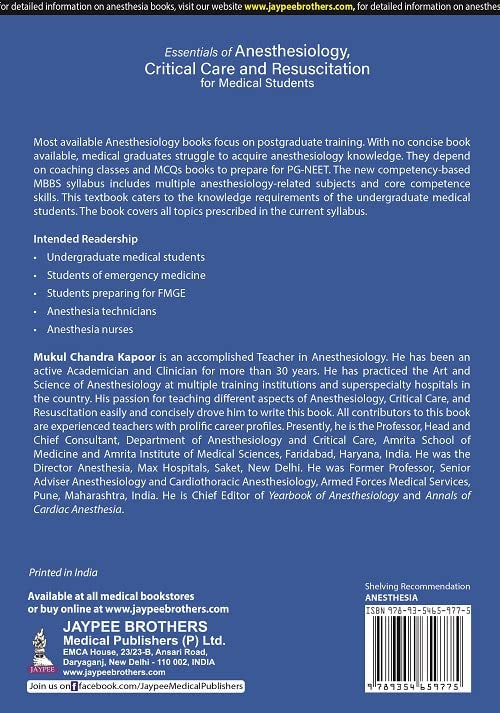 ESSENTIALS OF ANESTHESIOLOGY, CRITICAL CARE AND RESUSCITATION FOR MEDICAL STUDENTS - Retail Maharaj