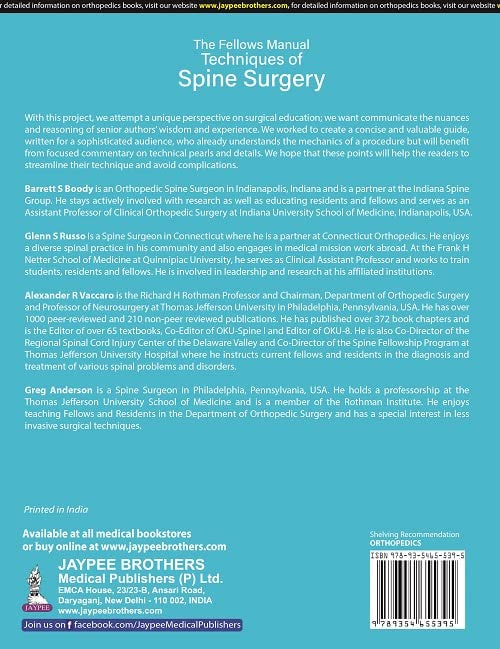 The Fellows Manual Techniques of Spine Surgery - Retail Maharaj