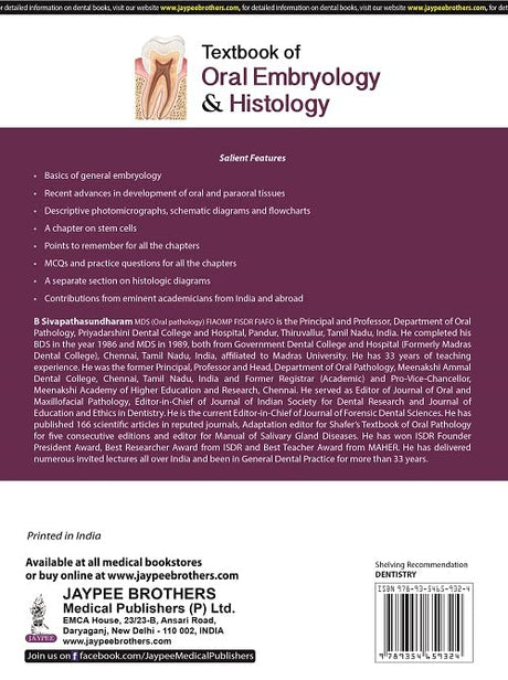 TEXTBOOK OF ORAL EMBRYOLOGY & HISTOLOGY - Retail Maharaj