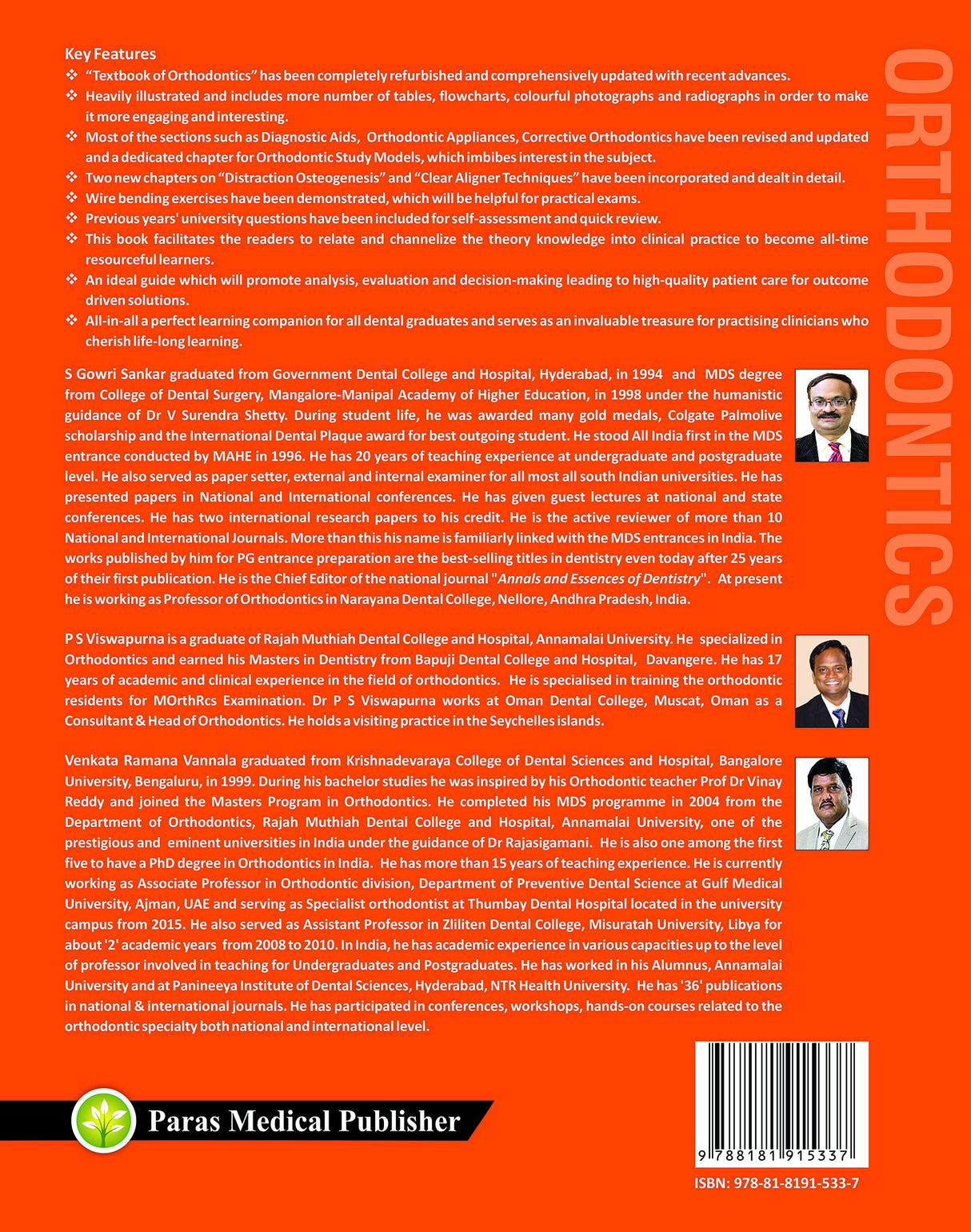 Textbook of Orthodontics (2nd Edition) [paperback] S Gowri Sankar,P S Viswapurna,Venkata Ramana Vannala [Jan 01, 2021]… - Retail Maharaj