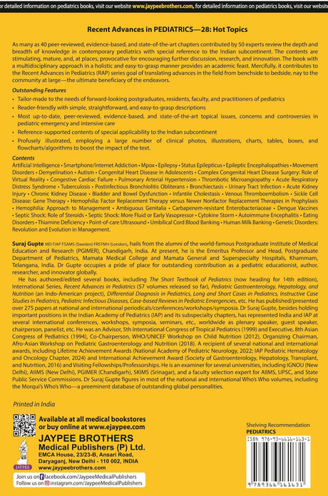 RECENT ADVANCES IN PEDIATRICS HOT TOPICS (VOLUME 28) - Retail Maharaj