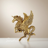 Golden Oxidized Flying Horse Metal Statue for Wealth Decorative Showpiece - Retail Maharaj