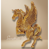 Golden Oxidized Flying Horse Metal Statue for Wealth Decorative Showpiece - Retail Maharaj