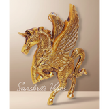Golden Oxidized Flying Horse Metal Statue for Wealth Decorative Showpiece - Retail Maharaj