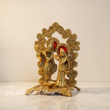 Radha Krishna Standing Playing Flute Metal Statue Gold Antique Finish for Pooja Room Home Decor Spiritual Showpiece - Retail Maharaj