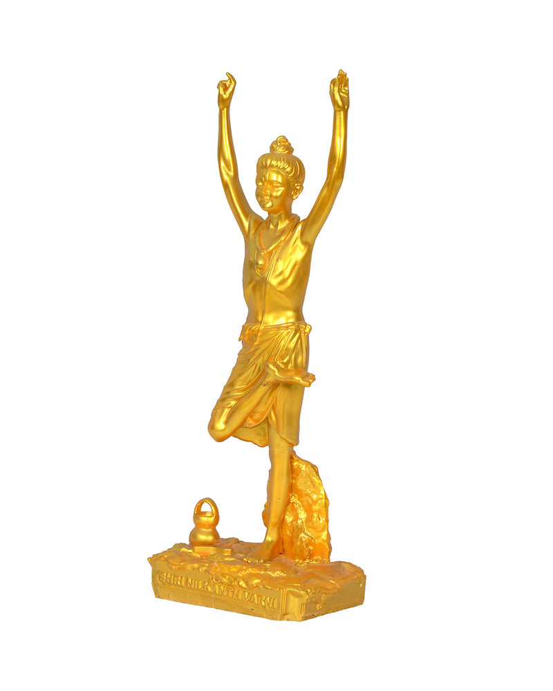 Nilkanth Tapo Murti 8" Cultured Marble Gold Colour