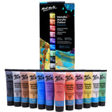 Mont Marte Metallic Signature Acrylic Paint Set 12 Tubes 36ml Each - Retail Maharaj
