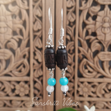 Handmade Beautifully Designed Radha Carved Tulsi Earrings – Divine Spiritual Jewelry - Retail Maharaj