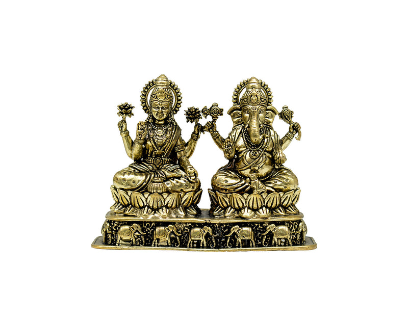 Ganeshji Laxmiji Brass 4" Murti